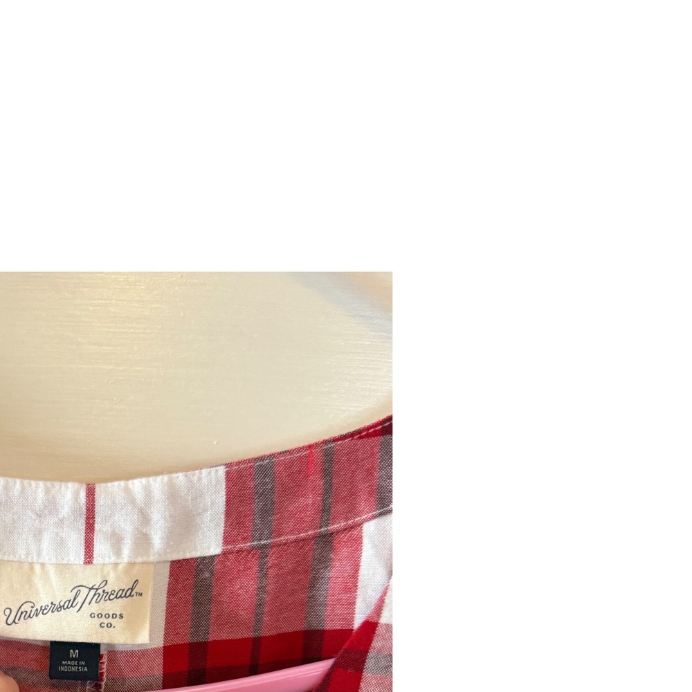 Universal Thread Red White Plaid Button Front Tie… - image 3
